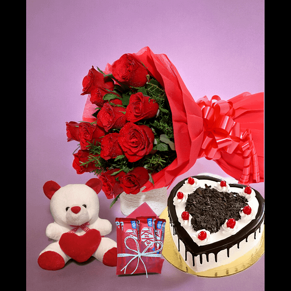 Red Roses With Cake Combo