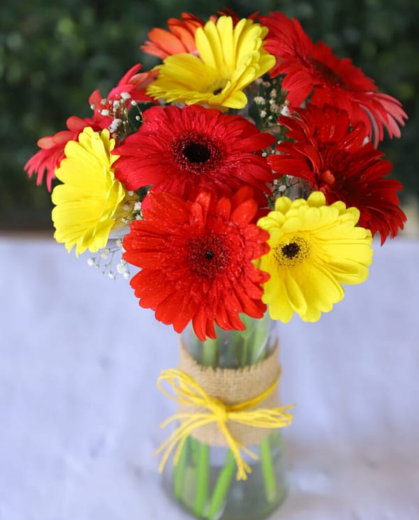 Mix Gerbera In Glass Vase